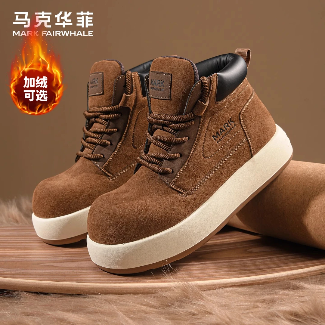 马克华菲复古马丁靴2025冬季加绒雪地靴情侣皮靴男增高棉鞋女靴子