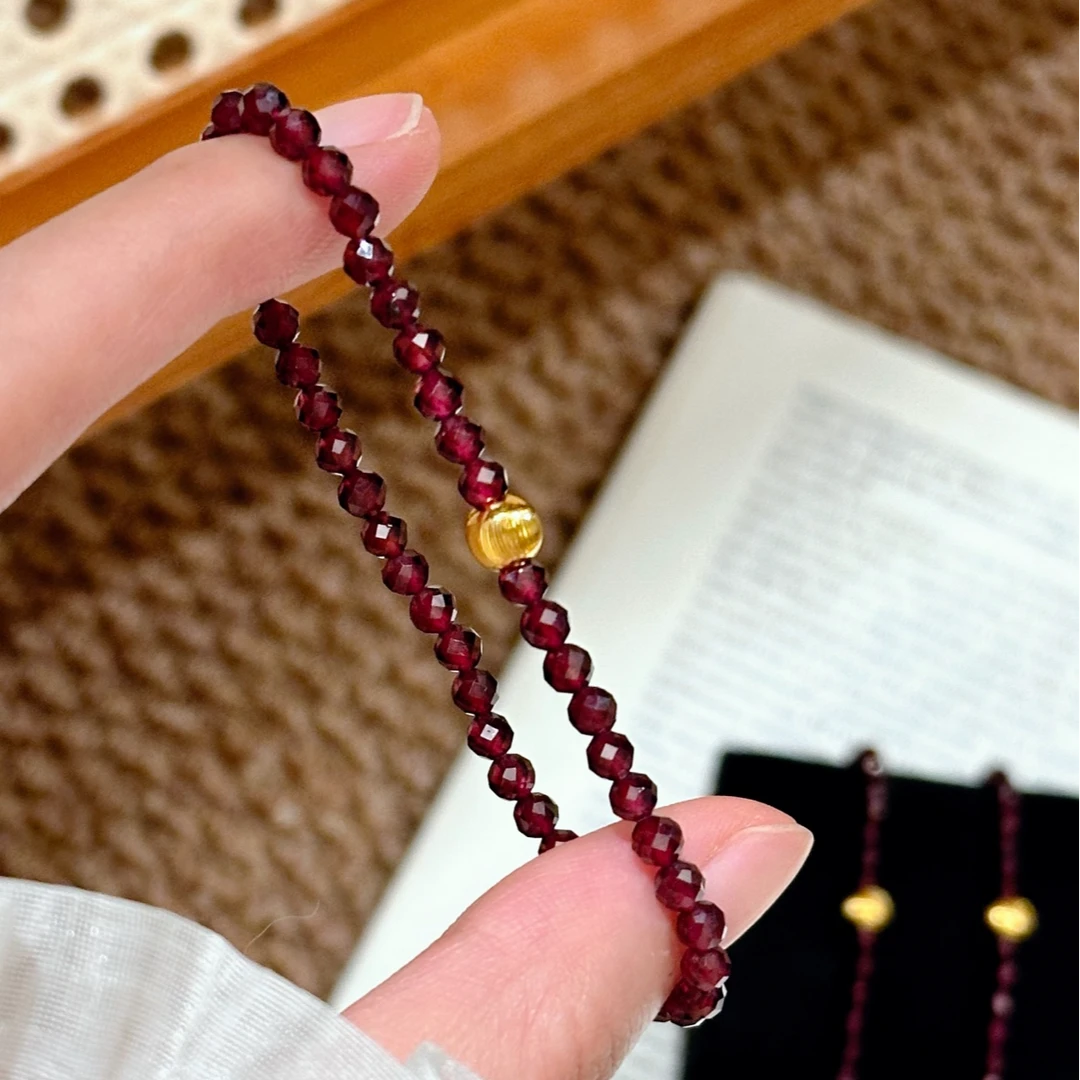 铜合金手链 【石榴红猫眼手链】基础百搭新中式轻奢高级感情侣手串