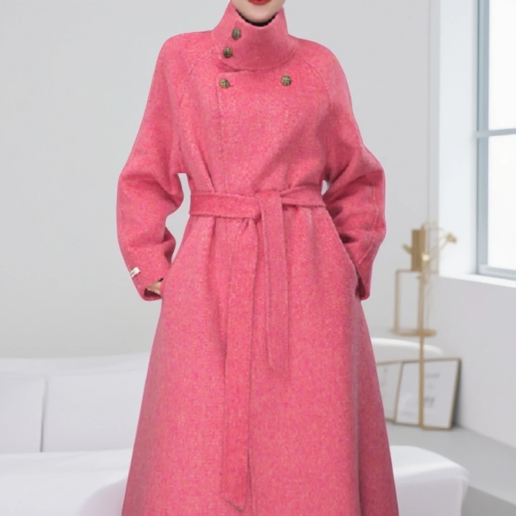 双面羊毛大衣女高个子长款气质高贵气质毛呢外套 88011秋冬双面呢