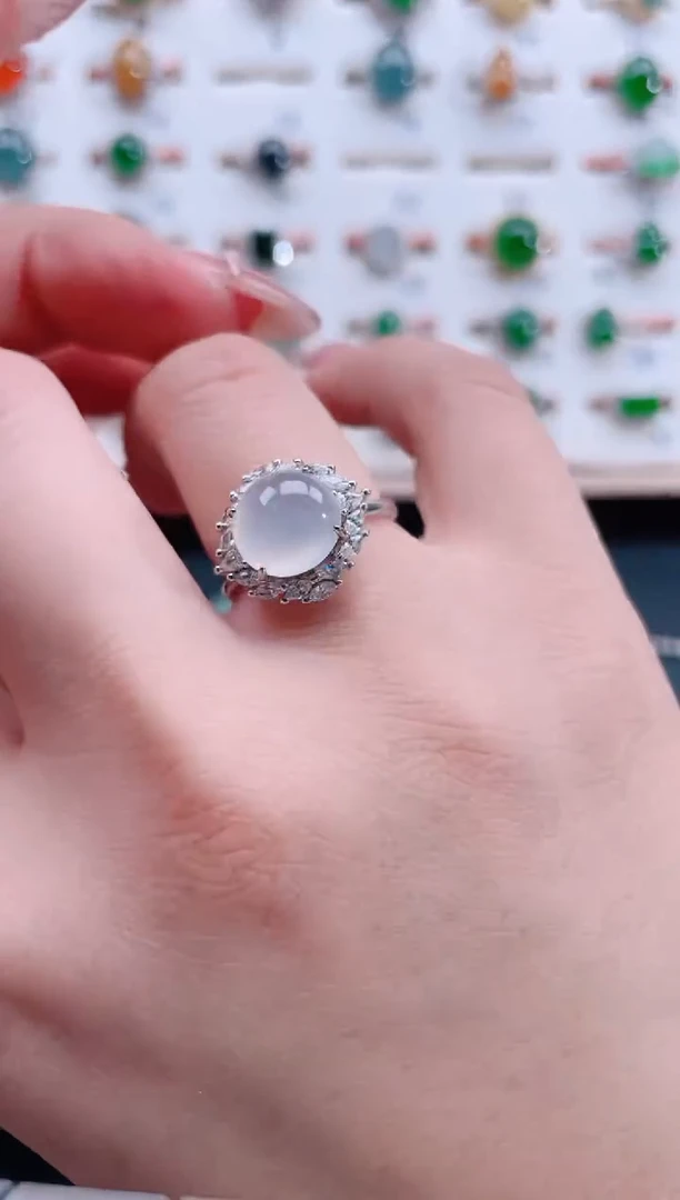 银S925镶嵌戒指翡翠天然翡翠