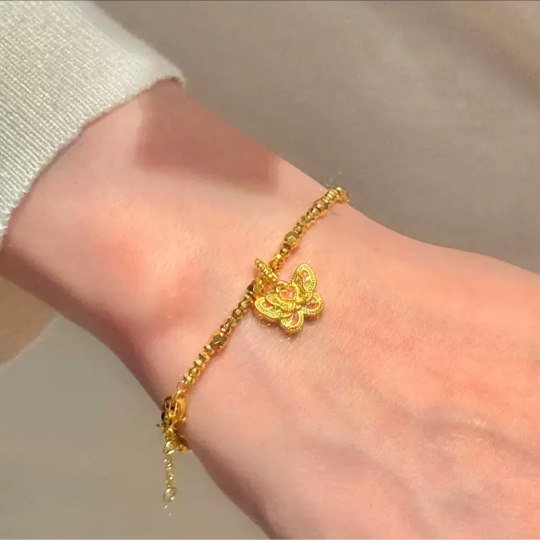 手链 黄色 蹦迪珠蝴蝶手链（2号店）