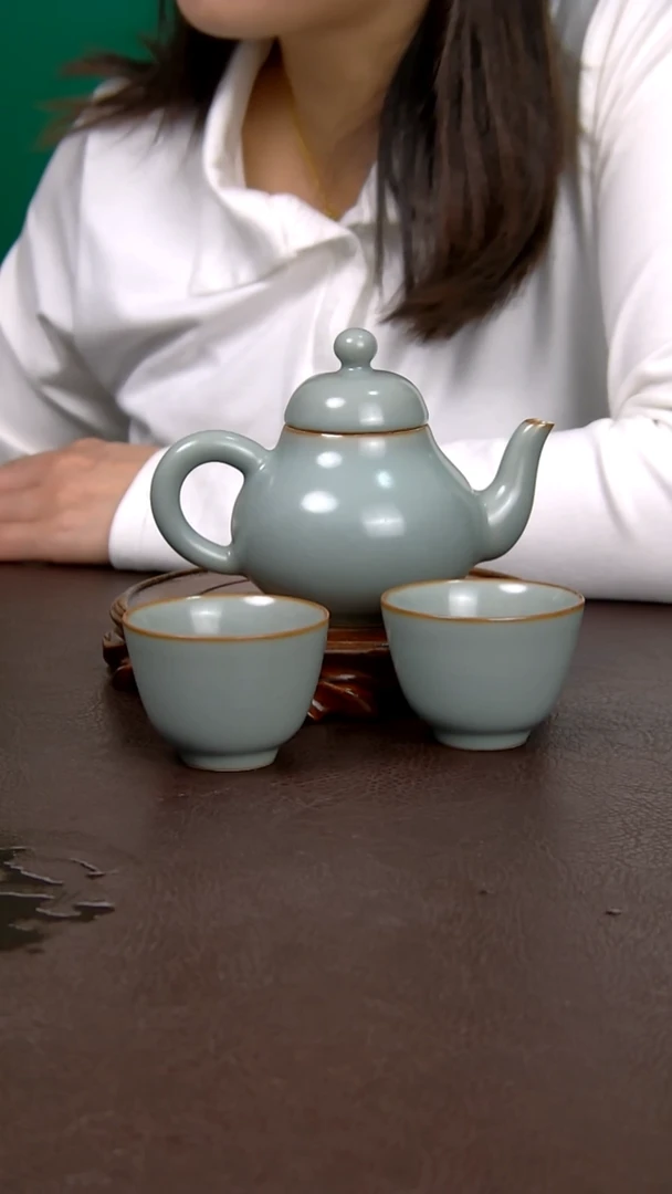 仿古灰青思亭壶不完美 一壶两杯