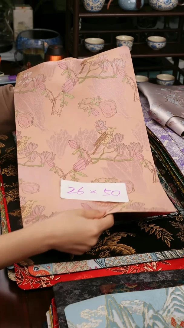 【玉兰鸟单面】中国风干泡织锦茶席26*50