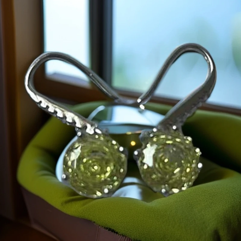 臻选耳饰 经典百搭设计绿色耳坠AW33