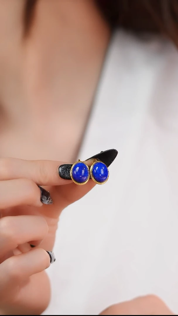 【闪购商品】青金石耳挂未镶嵌QS345 青金石耳钉