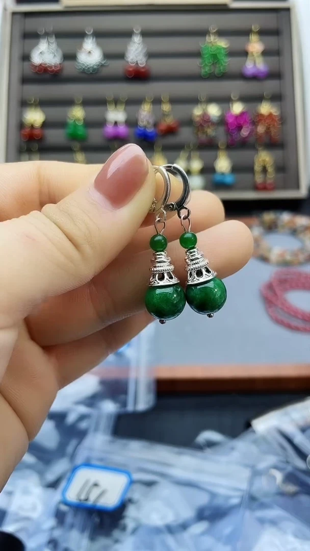 【闪购商品】翡翠耳饰银S925镶嵌114000