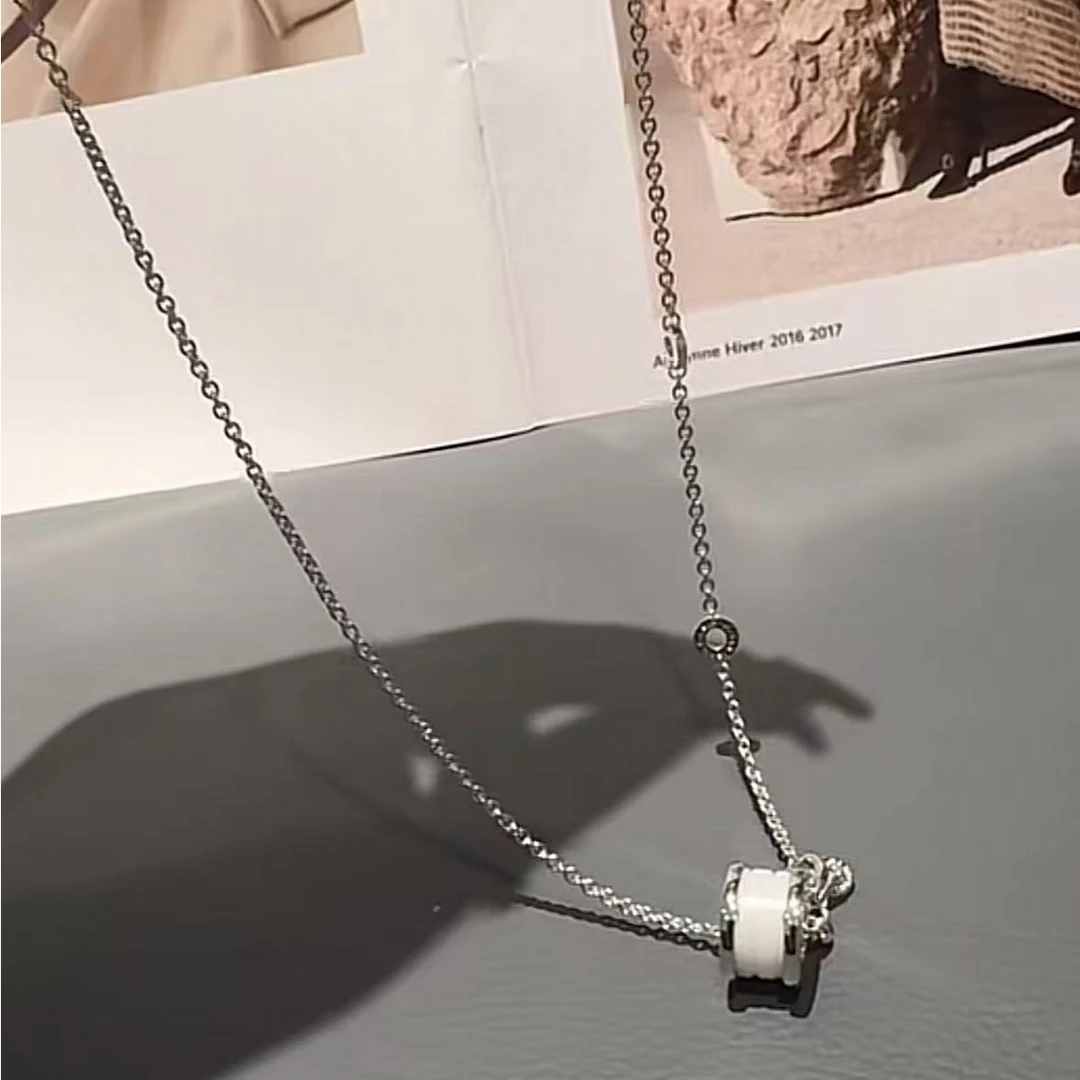 链子925银 弹簧白陶项链轻奢时尚百搭简约设计感个性经典