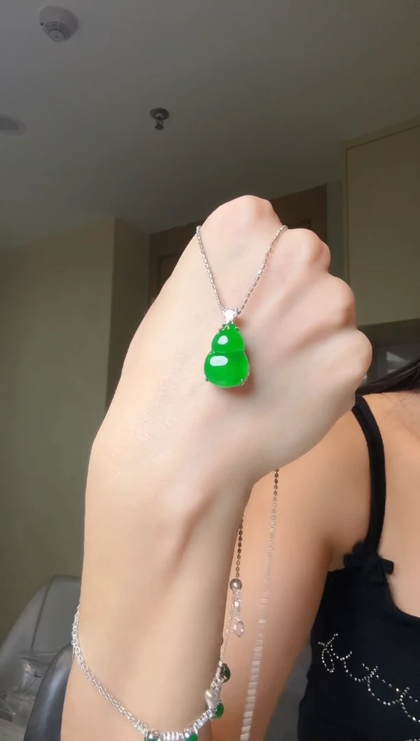 翡翠银S925镶嵌吊坠(不含链)天然翡翠吊坠3