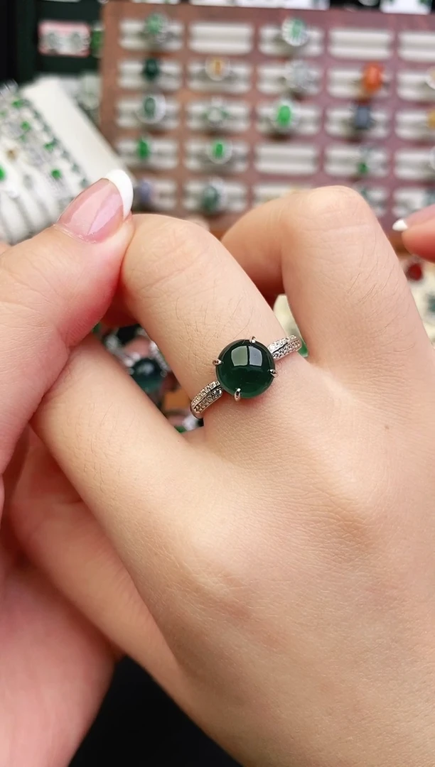 银S925镶嵌戒指翡翠0