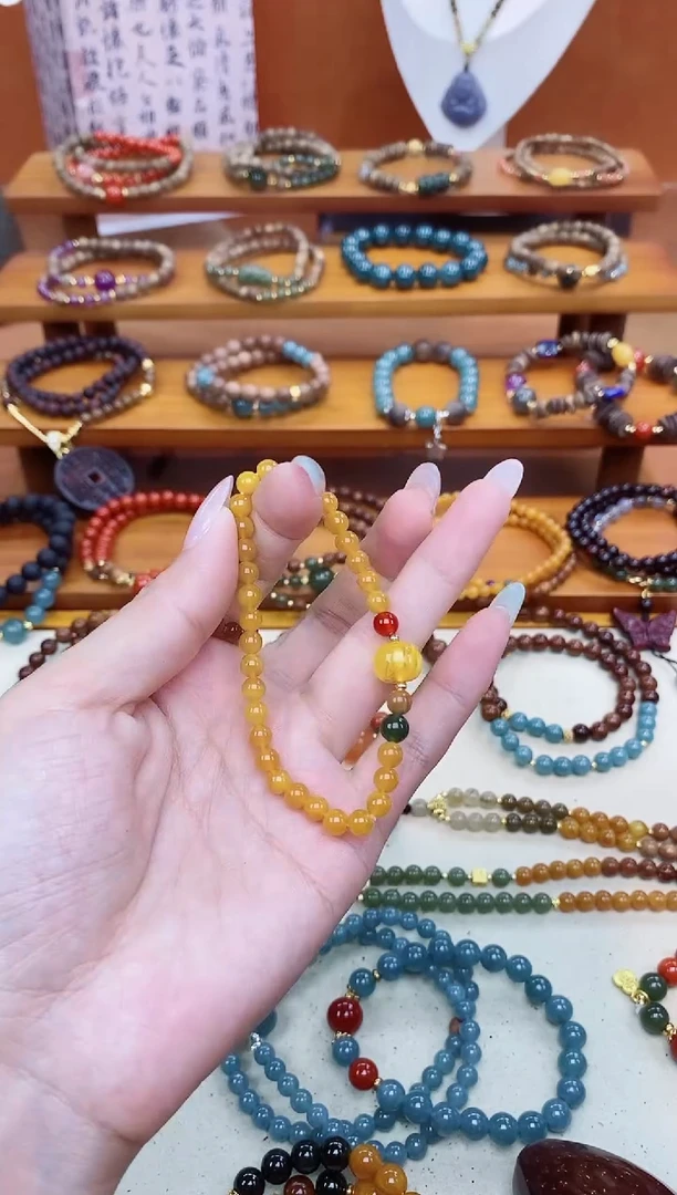 未镶嵌蜜蜡手链05老蜡单圈和田玛瑙