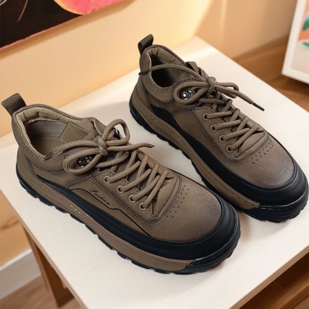 男士真皮休闲鞋运动户外鞋系带复古耐磨防滑男潮流休闲皮鞋92677