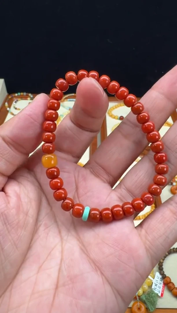 手链南红玛瑙未镶嵌柿子红