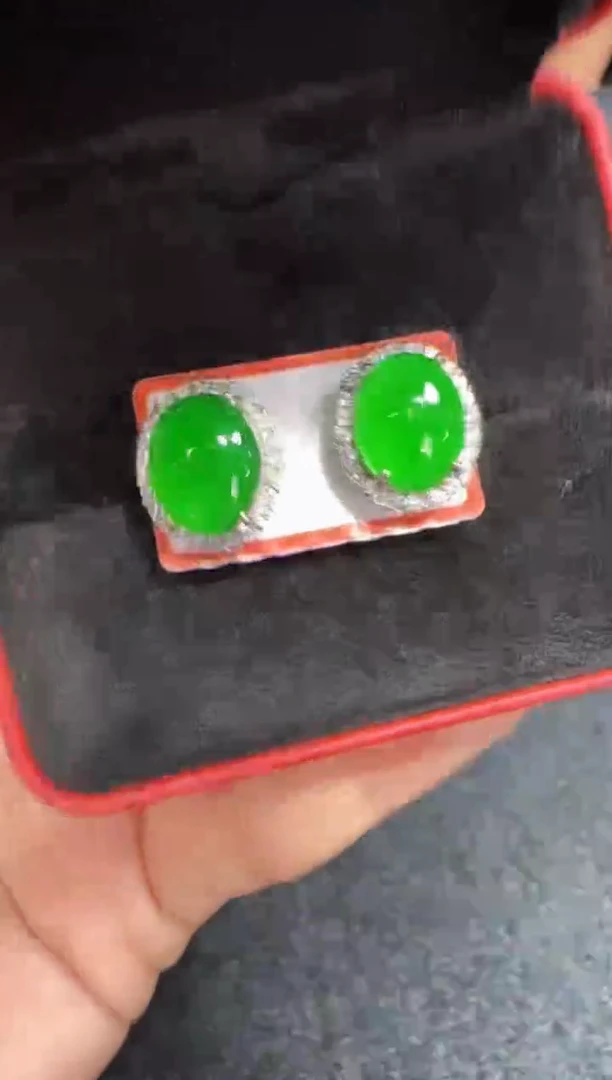 未镶嵌定制翡翠翡翠耳环96