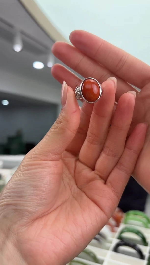 银S925镶嵌南红玛瑙戒指101