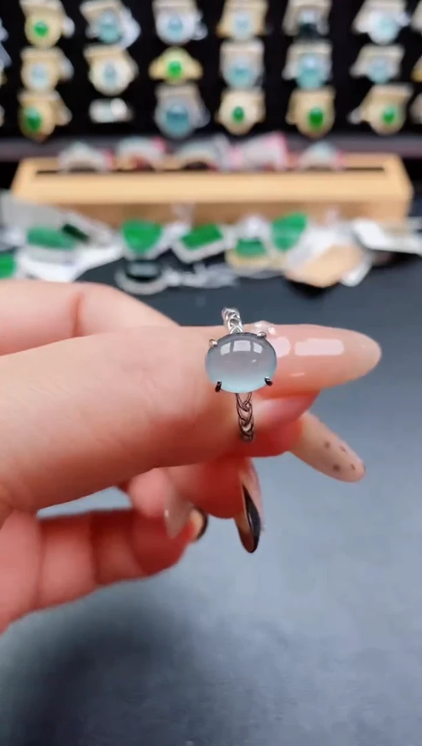 银S925镶嵌戒指翡翠1