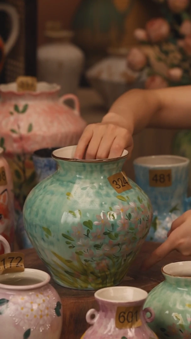 陶瓷324景德镇设计师手作花器摆件侘寂风