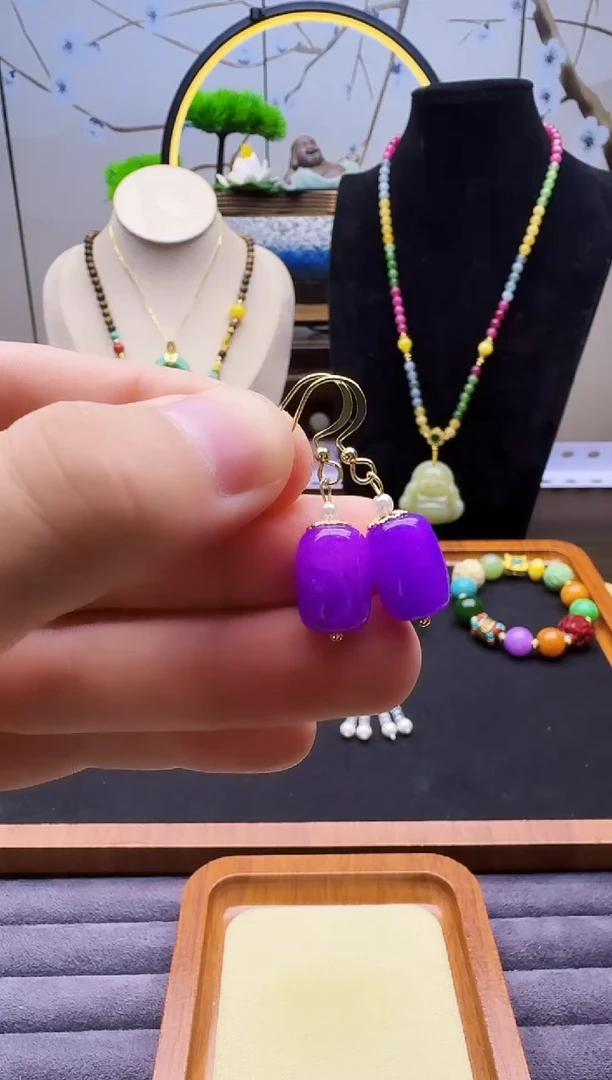 翡翠14K金镶嵌耳饰E41