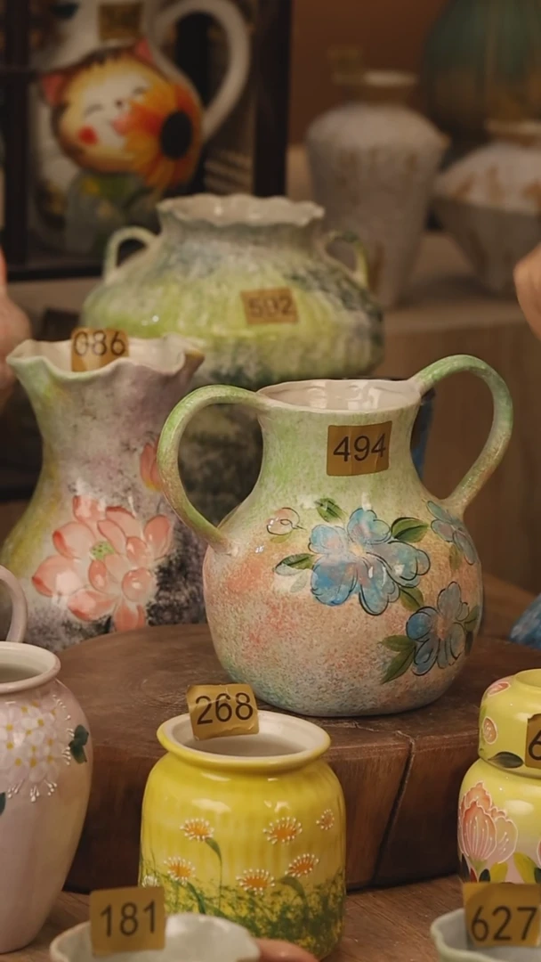 陶瓷494景德镇设计师手作花器摆件侘寂风