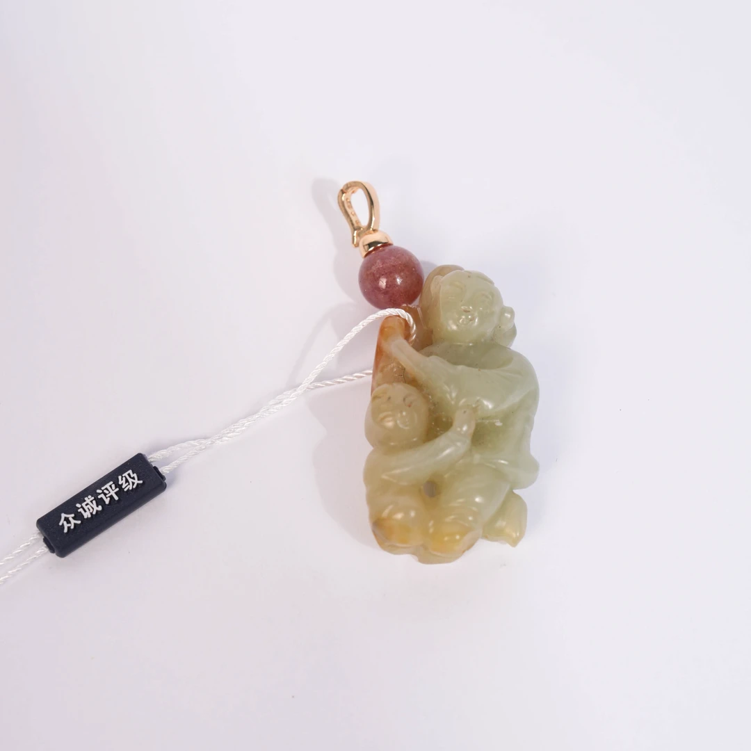 【南宫秀｜文物商店】清代童子执荷和田玉挂件