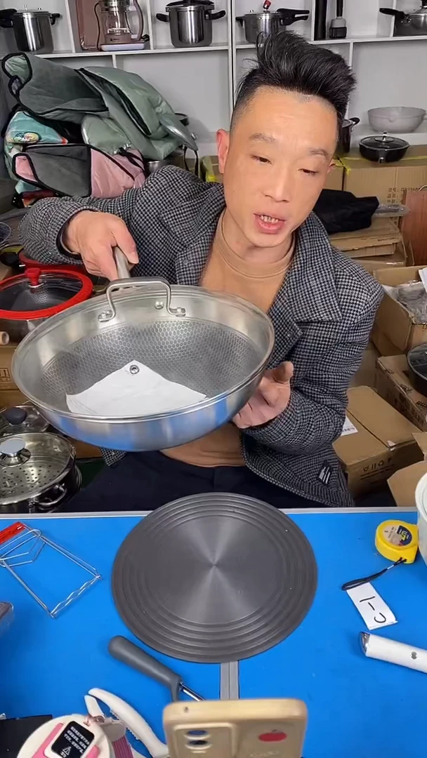 食品级塑料1考 不锈钢炒锅30有盖