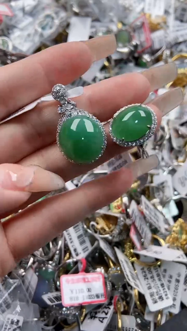 银S925镶嵌戒指翡翠2222----4