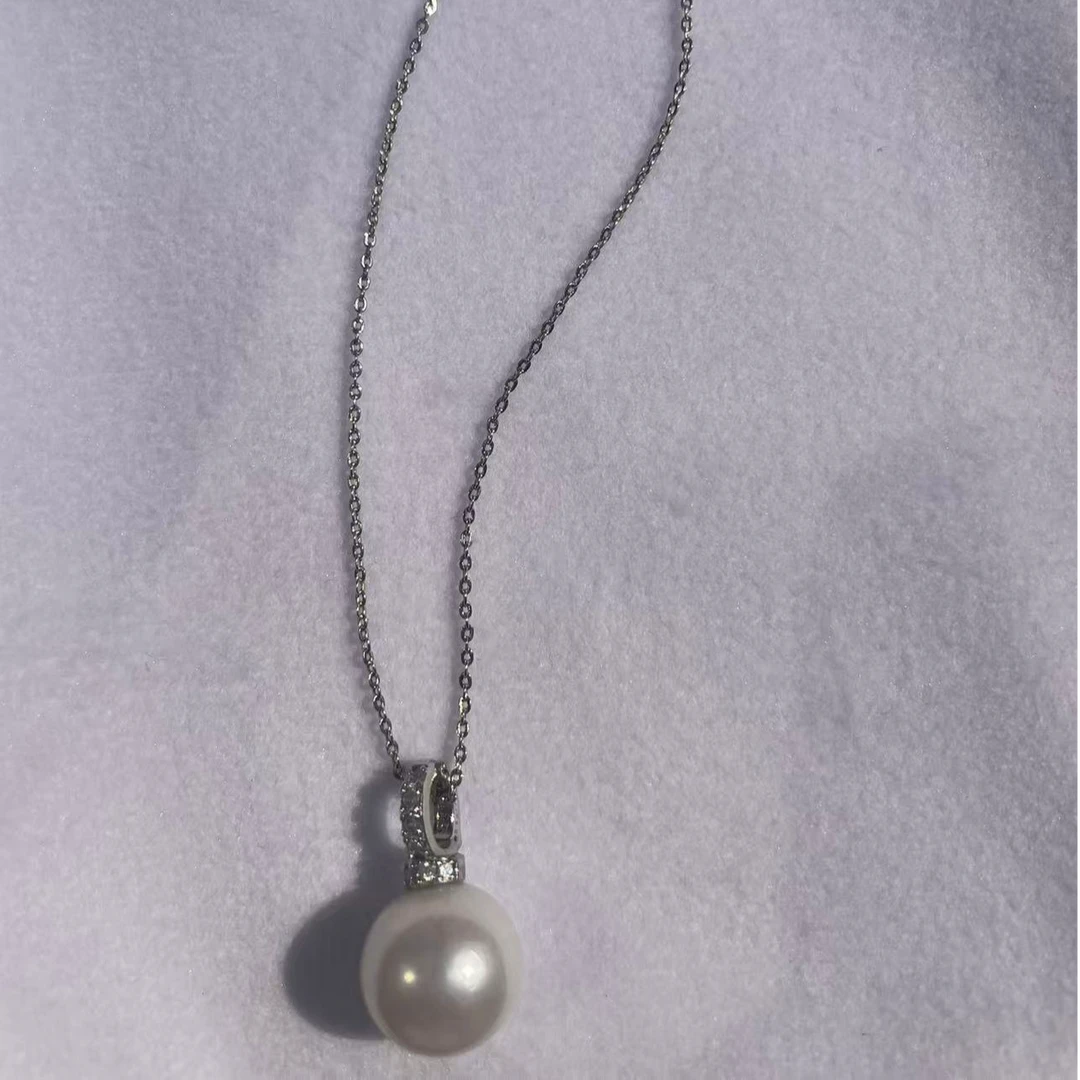 12-13mm天然淡水珍珠吊坠s925银镶嵌万能扣（新款）时尚百搭简约