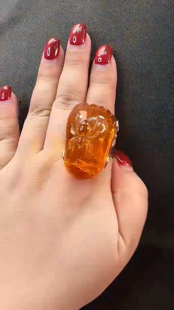 琥珀未镶嵌戒指戒指