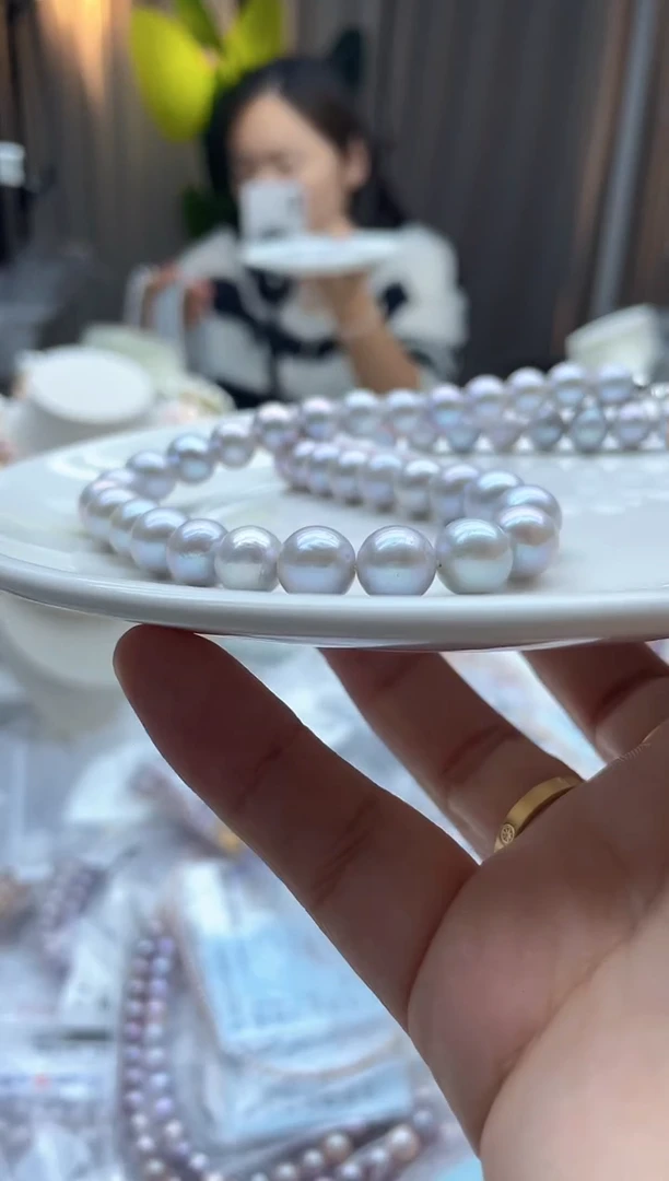 未镶嵌项链淡水珍珠499无核9-10mm灰珠项链（多样性发一）