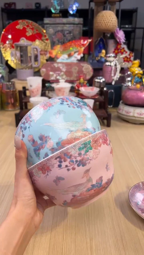 145灵羽和鸣面碗套二（粉色+蓝色）