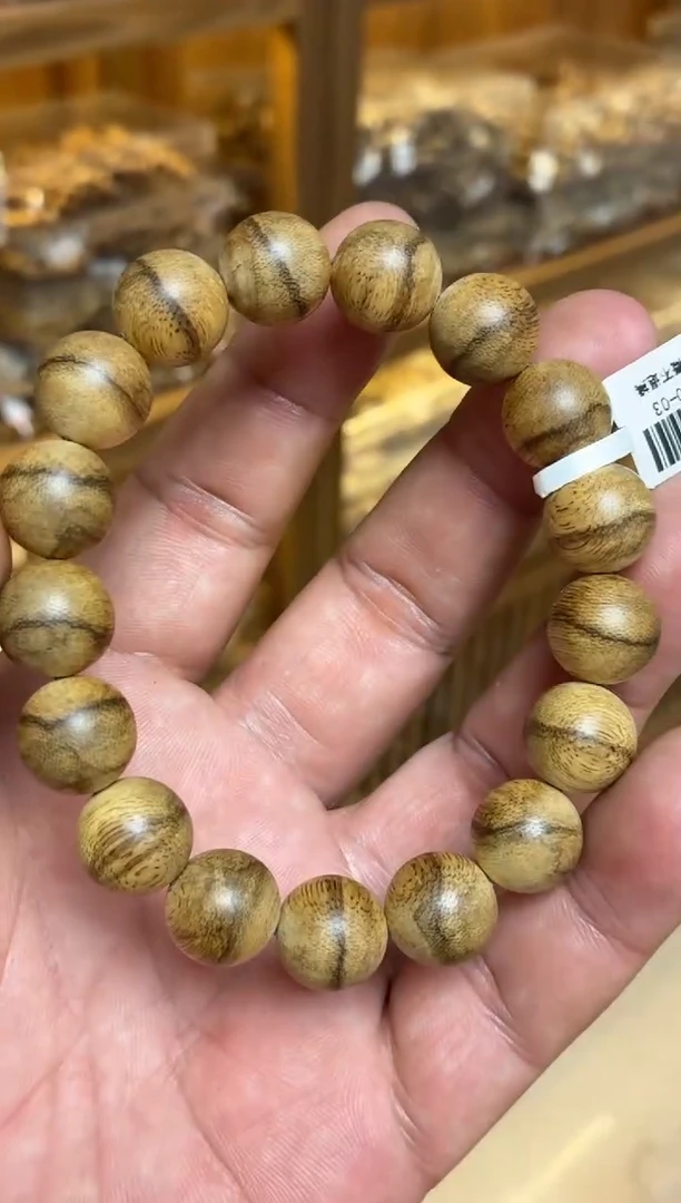 沉香手串 达拉干圆珠单圈虎皮纹1.3多样性发其一