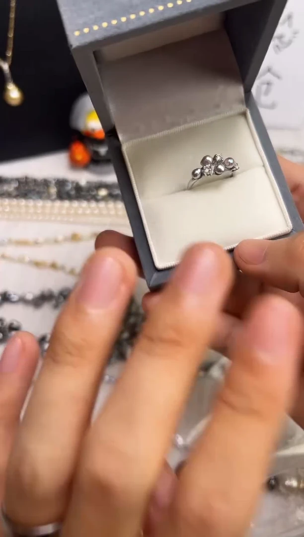 银S925镶嵌戒指海水珍珠珍珠