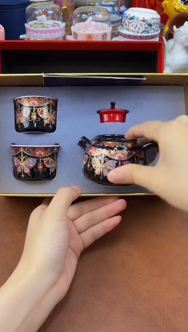 陶瓷茶具摆件旅行套组