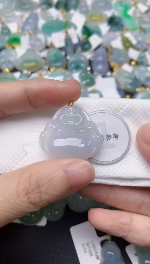 颈饰18K金镶嵌翡翠天然缅甸A货翡翠