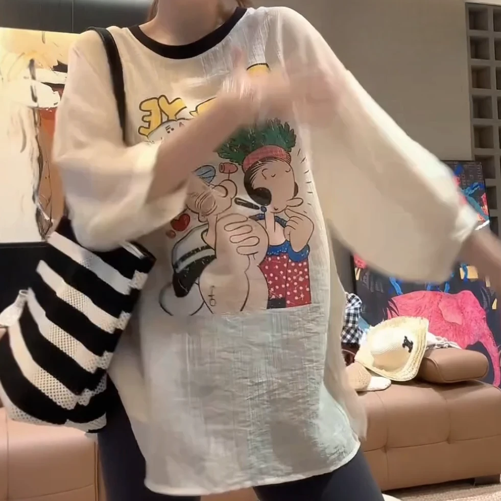 【大力和女友】圆领中袖洋气T恤百搭舒适宽松印花短袖C5261