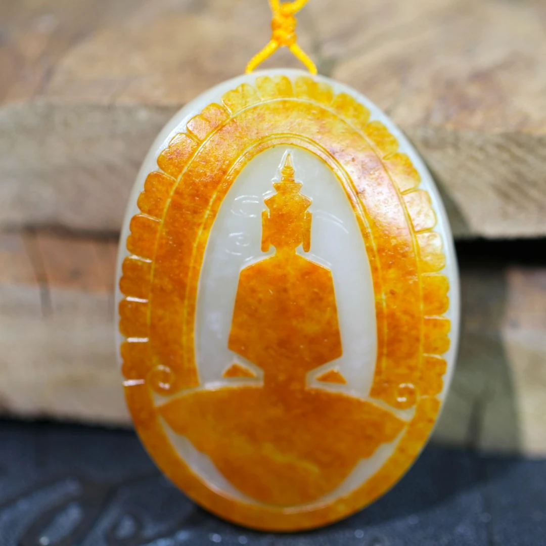 【西部白马】新疆和田玉子料红皮观音吊坠-赠绳