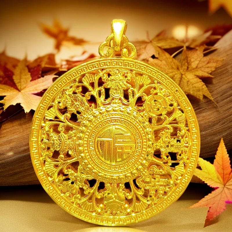 古法【素面八宝罗盘】宫廷黄金八宝罗盘精美时尚足金百搭简约大气