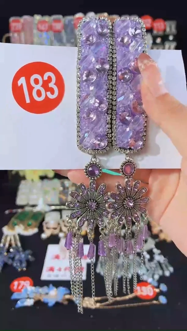 仿水晶铜合金183原创手工发夹一对