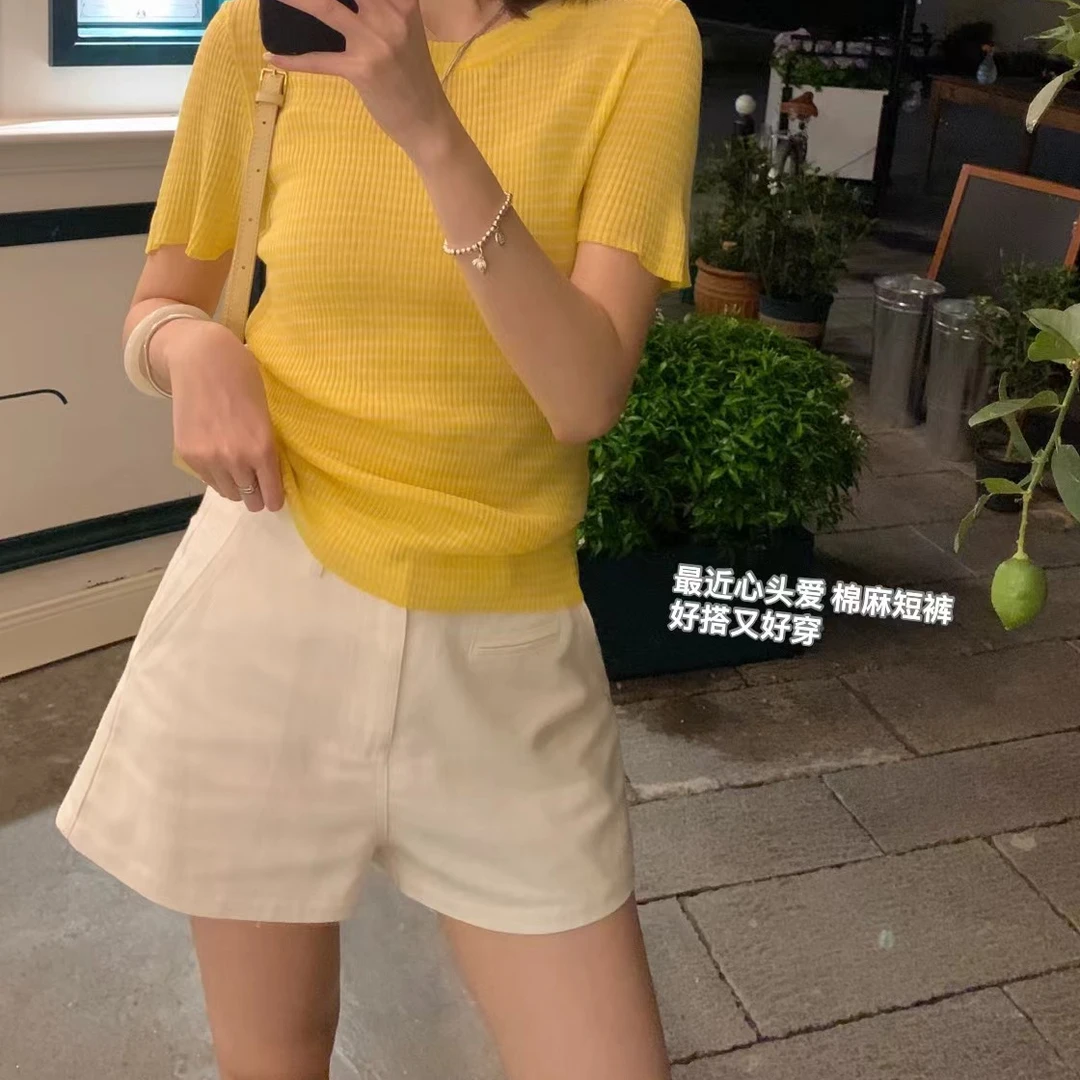 【芝士Cheese】优雅随型 时尚百搭女士夏季白色休闲气质通勤短裤