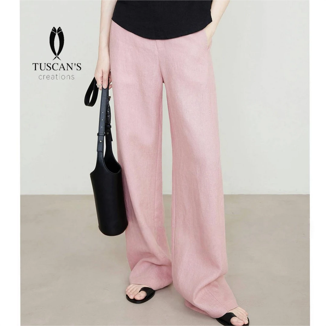 【时代双鱼】纯亚麻拖地阔腿裤9606