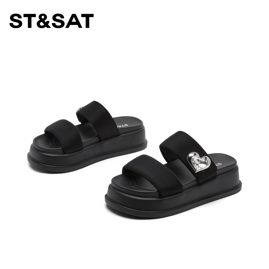 星期六家庭防滑凉拖鞋女款2025新款爆款女夏外穿厚底一字拖休闲鞋