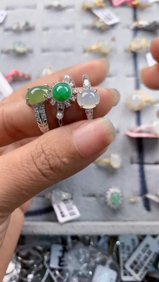 银S925镶嵌戒指翡翠777----2