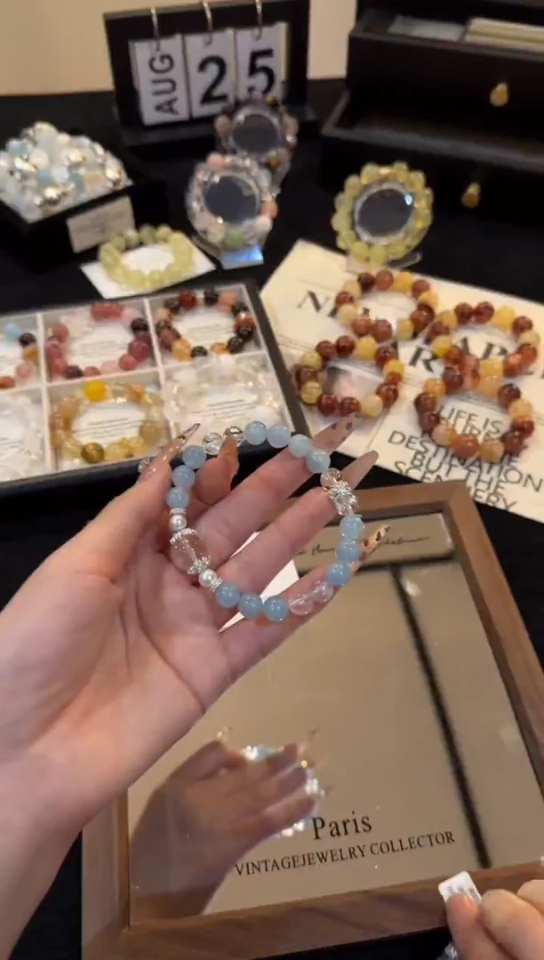 未镶嵌手链水晶海蓝宝x2969