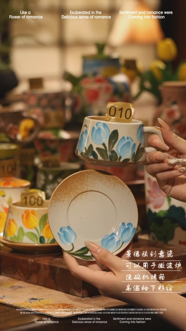 陶瓷010景德镇高温手绘釉下彩设计师款式