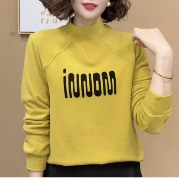 2024冬季新款时尚洋气百搭加绒字母长袖减龄打底衫女气质上衣