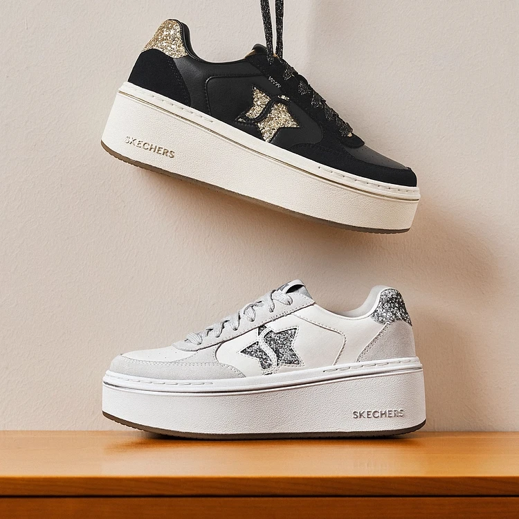 斯凯奇板鞋2025秋季新款女休闲运动厚底耐磨美式高街小白鞋185293