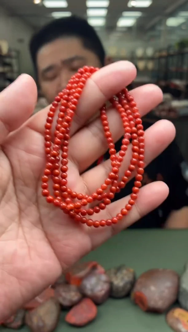 手链未镶嵌南红玛瑙多圈手串一条约3mm+多样性发货