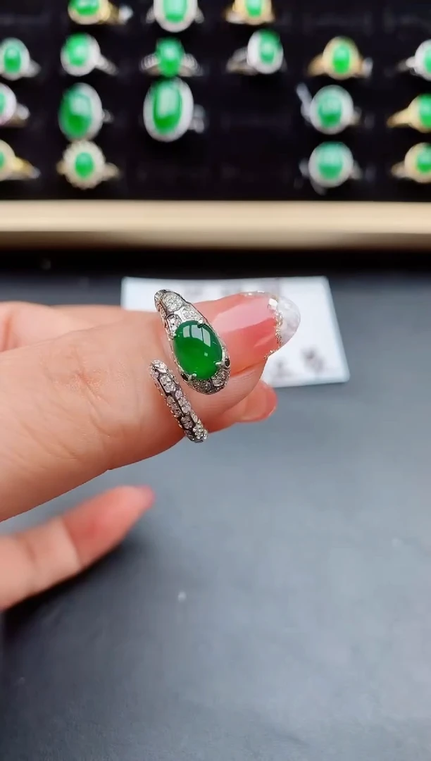【闪购商品】翡翠戒指银S925镶嵌08500