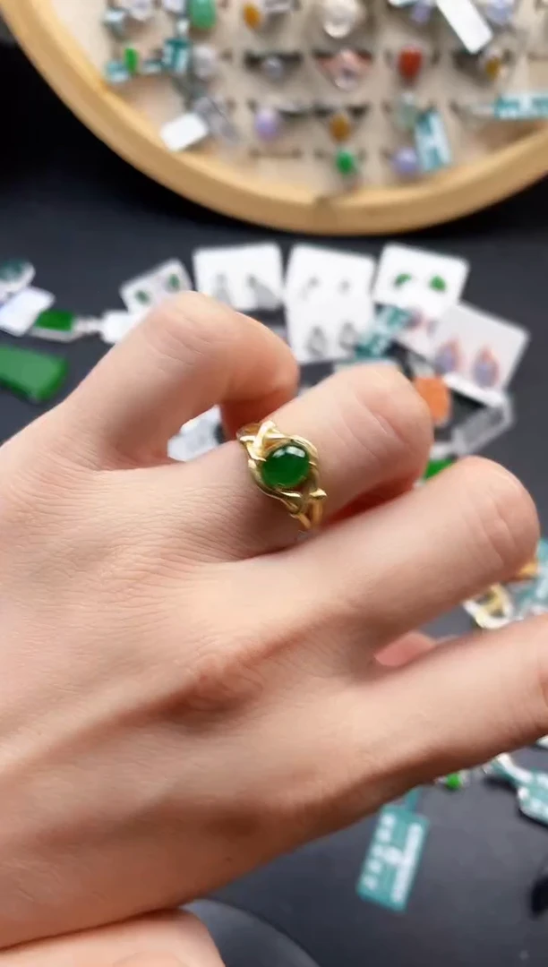 银S925镶嵌戒指翡翠天然翡翠10.09/1057