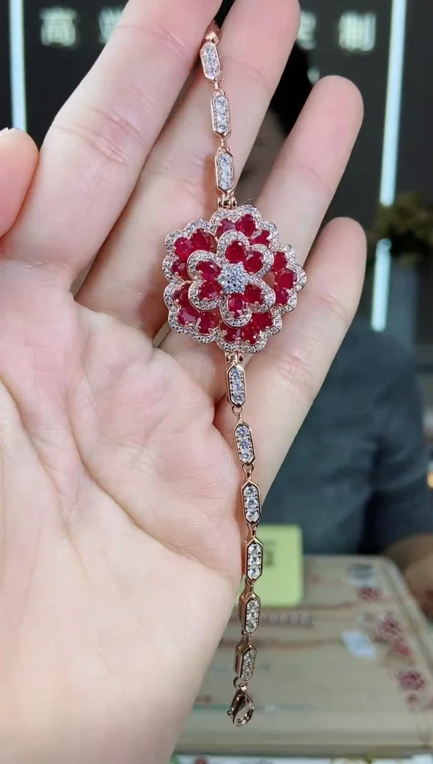 【闪购商品】红宝石手链银S925镶嵌手链