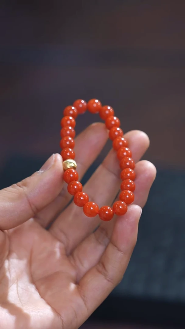 未镶嵌手串南红玛瑙锦红手串8+mm